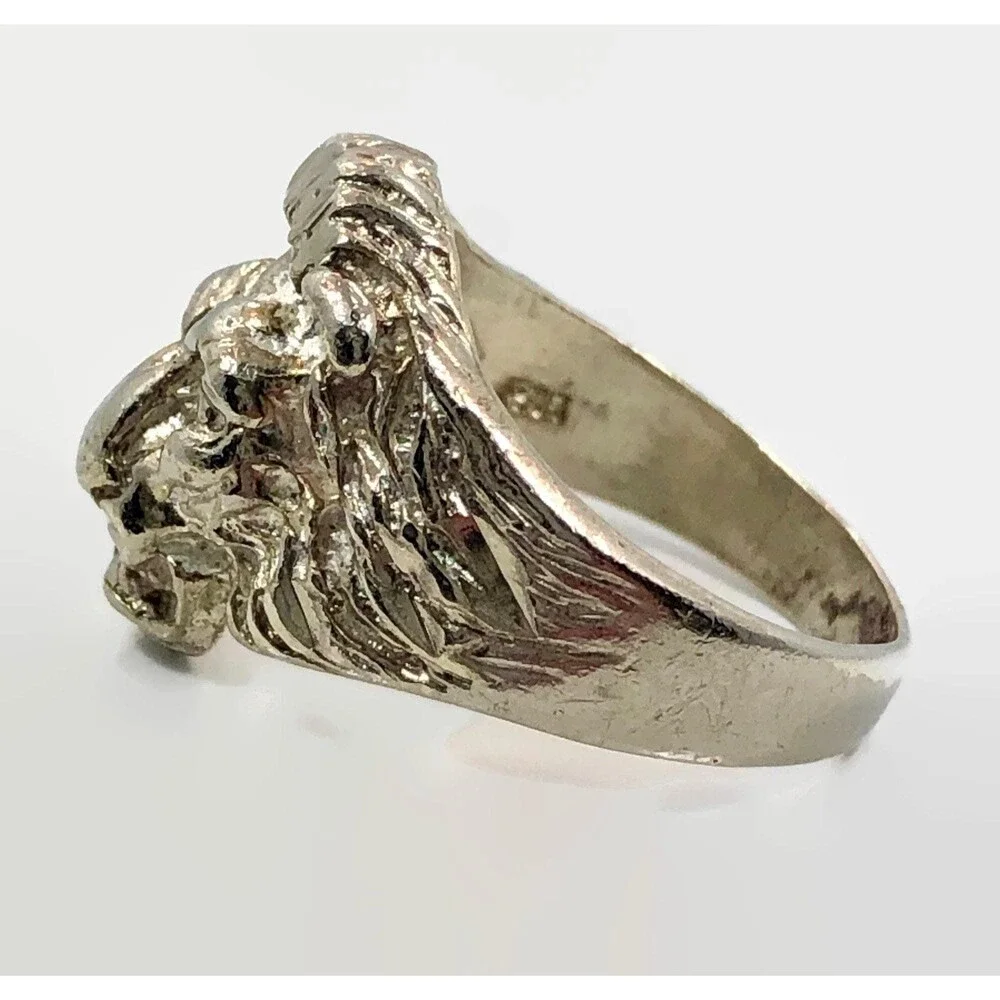 Lion Ring, Sterling Silver, Vintage Ring, Size 8, Leo, Jungle Animal, Unisex